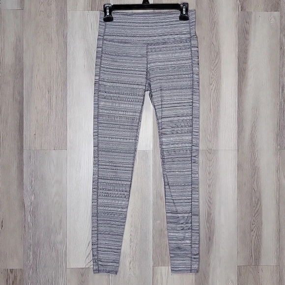 🛍Athleta Womens S Grey High Rise Jacquard Chaturanga Athletic Leggings Workout - Picture 1 of 8